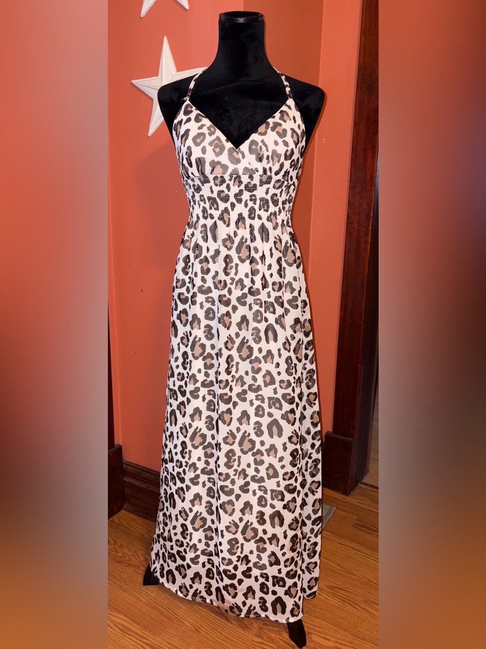 Chesley Smocked Leopard-Print Maxi Dress